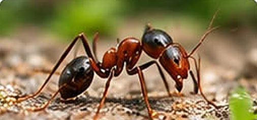 Formiga em trilha no solo. Serviço de controle de formigas